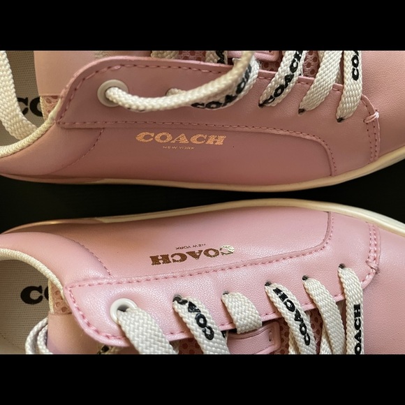 Coach Shoes | Coach Clip Leather Low Top Tennis Shoes Pink - Size 6 - Picture 5 of 12